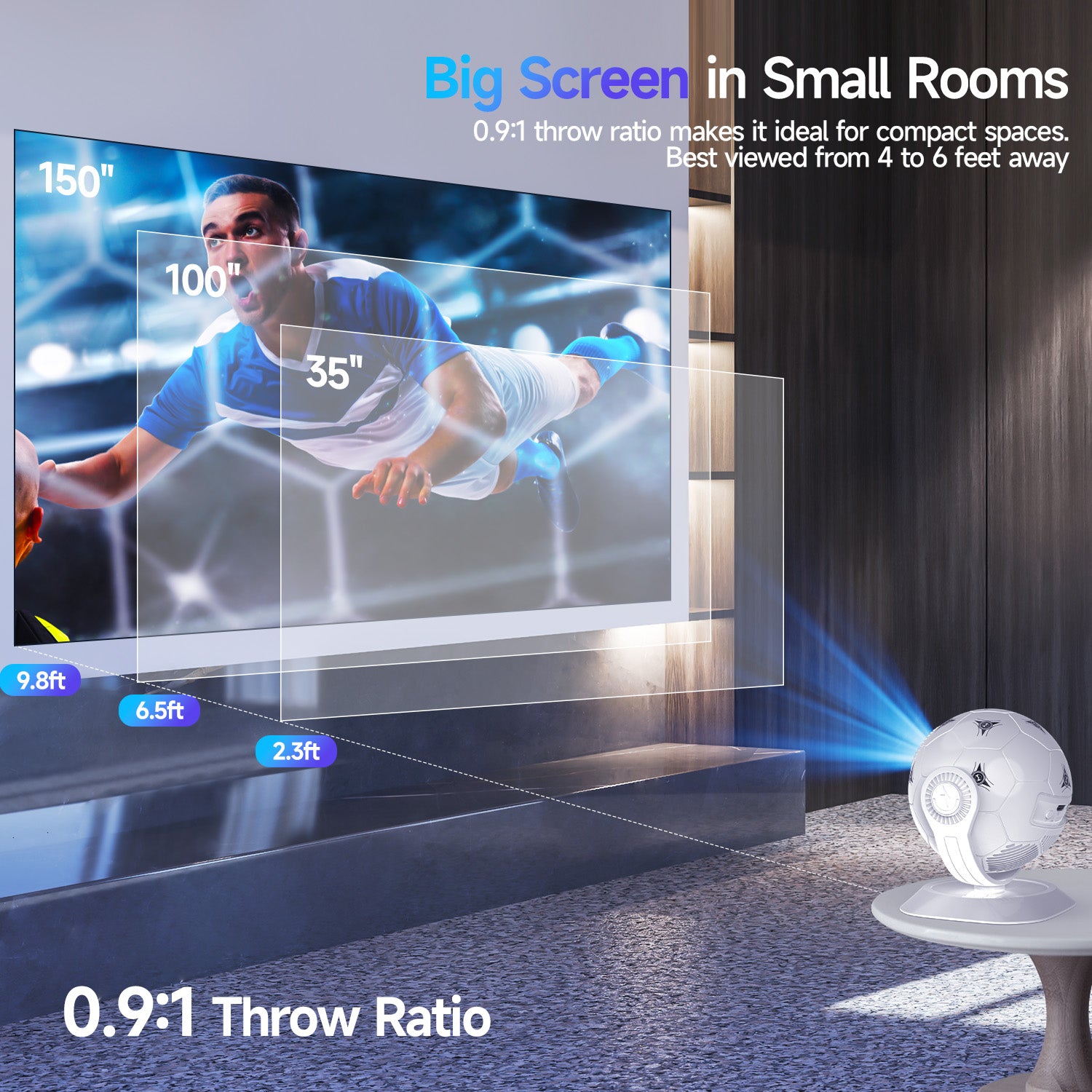 Magcubic HY300F Android 14 8K 300 Ansi MINI Projector LED Wifi6 BT5.4 Projectors Creative Football Styling Movie Home Theater