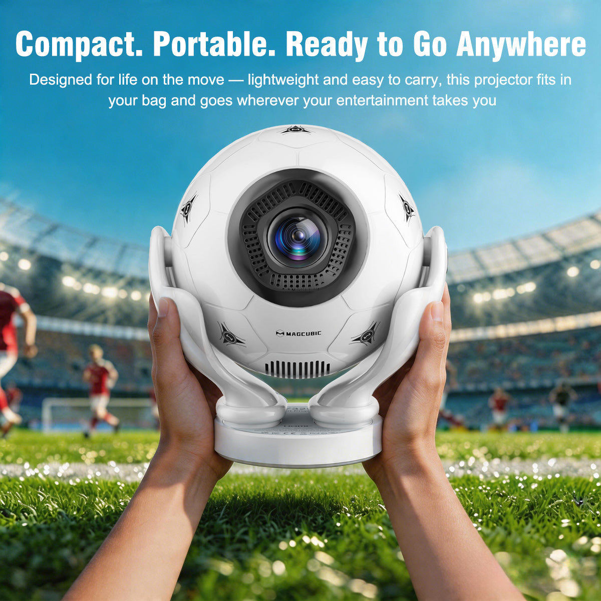 Magcubic HY320F 500Ansi Android 14 8K Projector Wifi6 BT5.4 Projector Creative Football Styling Movie Home Theater