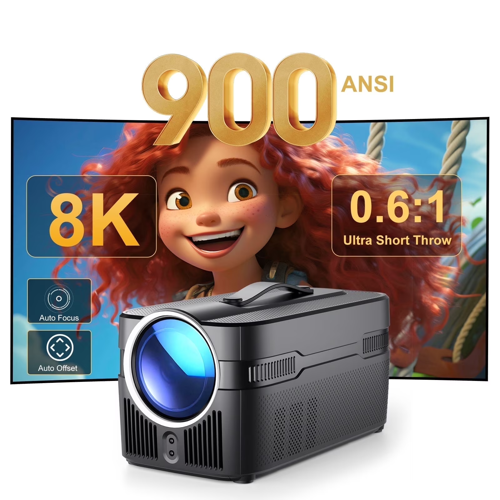 Magcubic HY450C 900ANSI Auto Focus Projector 8K 1080P Ultra Short Throw Allwinner H713 Android11 BT5.4 Auto Offset Home Theater Voice