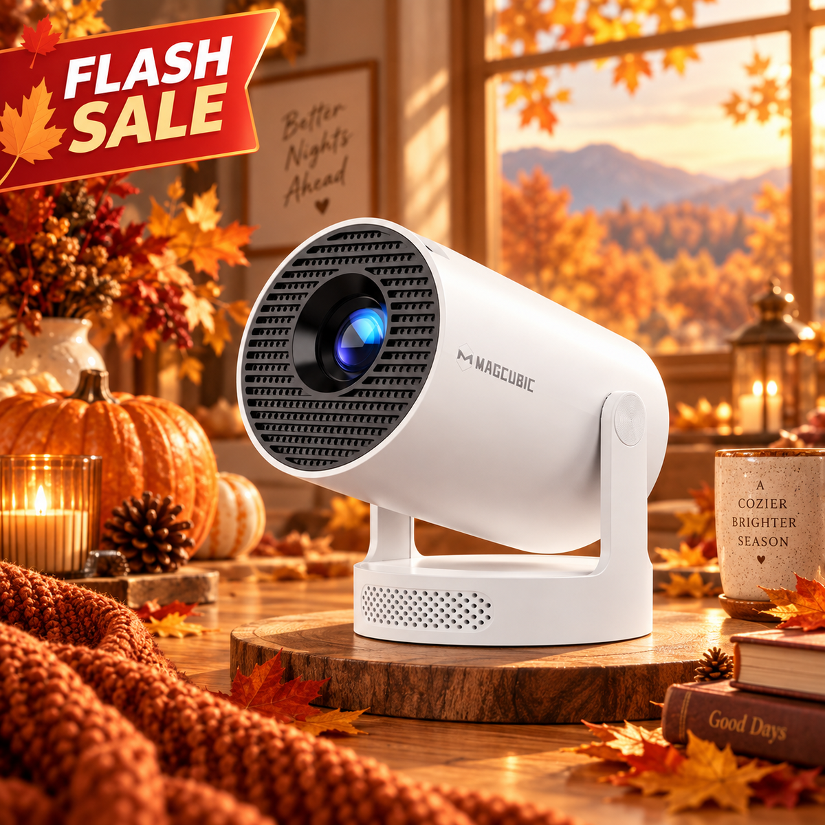 Magcubic HY300Pro+ Smart Mini Projector — Auto Keystone for Bedroom, Small Spaces & Travel(Promotional Price)