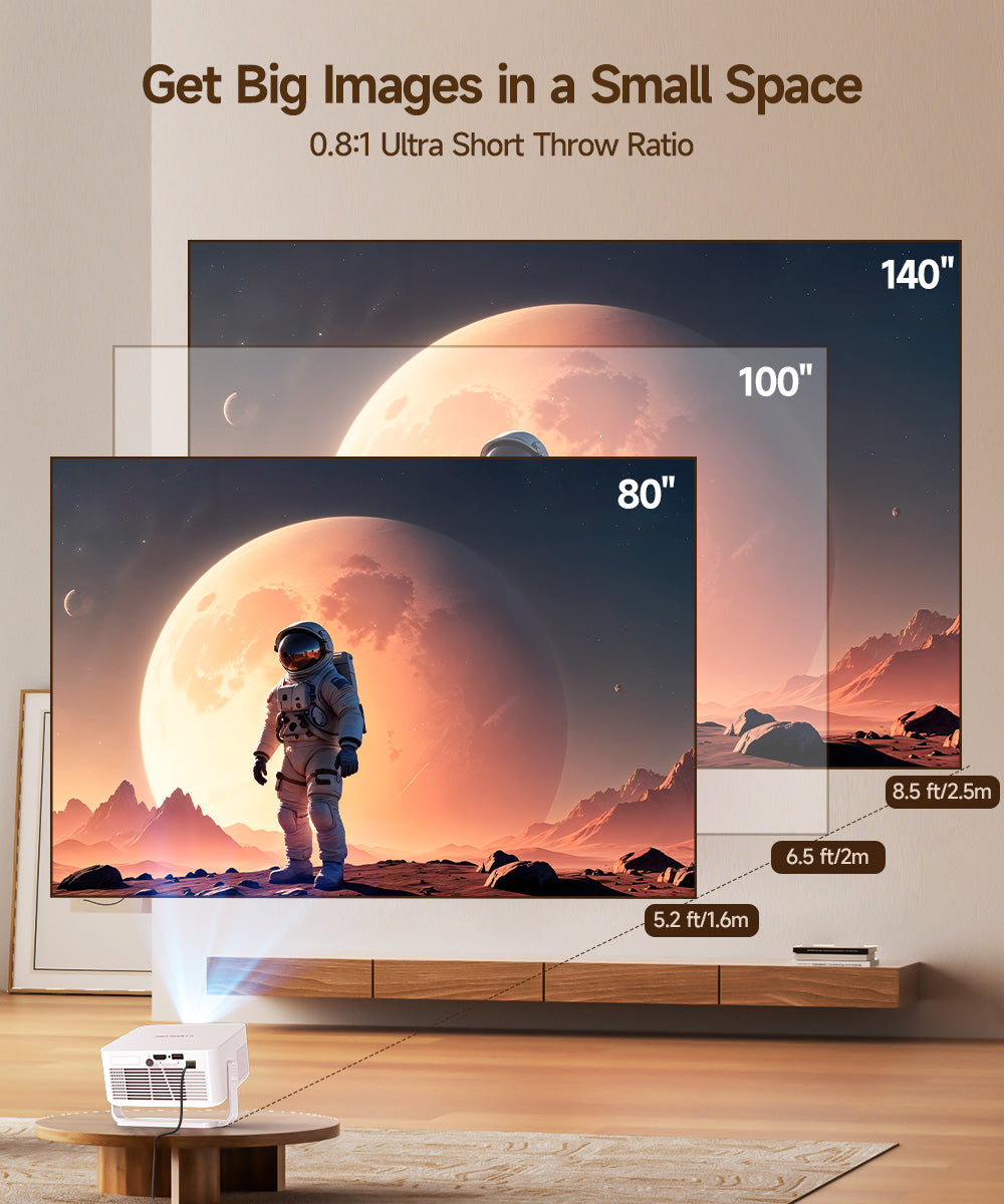 Magcubic HY300GT Mini Smart Portable Projector, 260 ANSI & 2K Support, Auto Focus & Keystone, 180° Rotatable Portable Movie Proyector for Home Outdoor