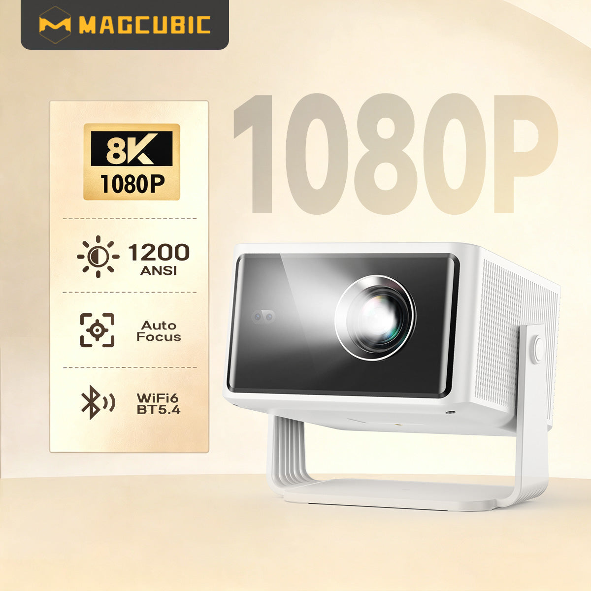 Magcubic M800Pro Smart Projector — Native 1080P Full HD, 1200 ANSI Lumens