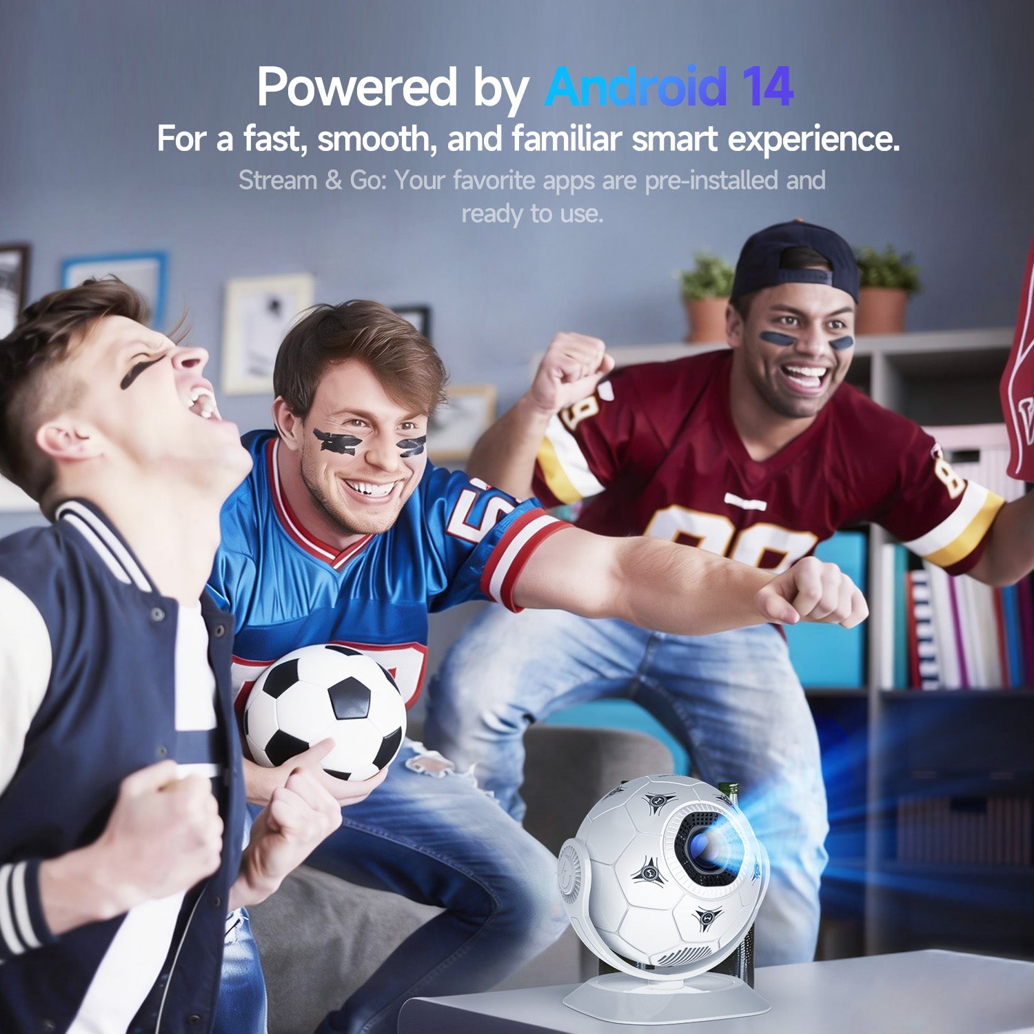 Magcubic HY300F Android 14 8K 300 Ansi MINI Projector LED Wifi6 BT5.4 Projectors Creative Football Styling Movie Home Theater