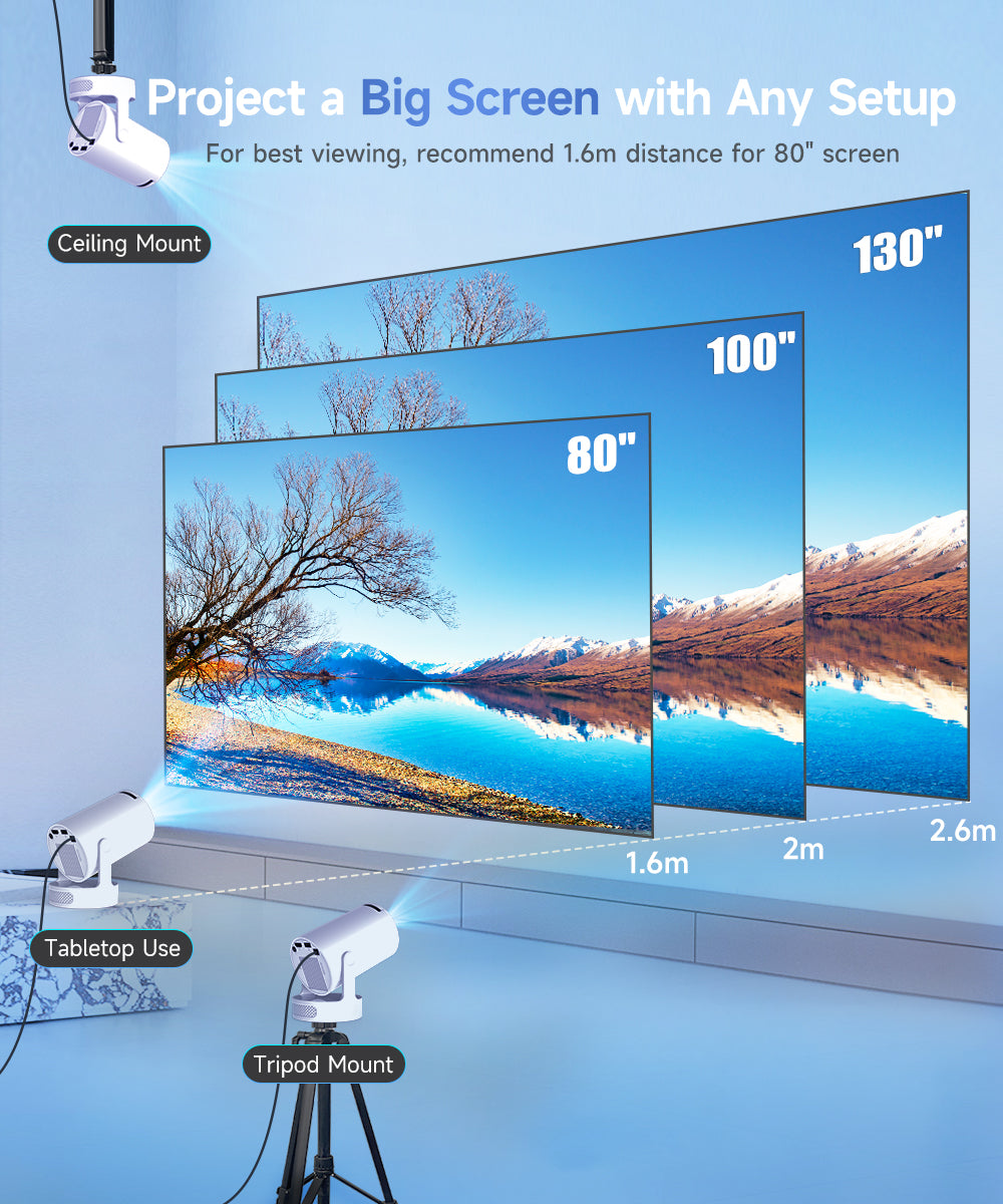 Magcubic 4K HY300 Pro+ Projector Built in 5W Speaker 1280*720P Android 14 8000 Lumens Wifi6 BT5.4 Outdoor Portable Projector