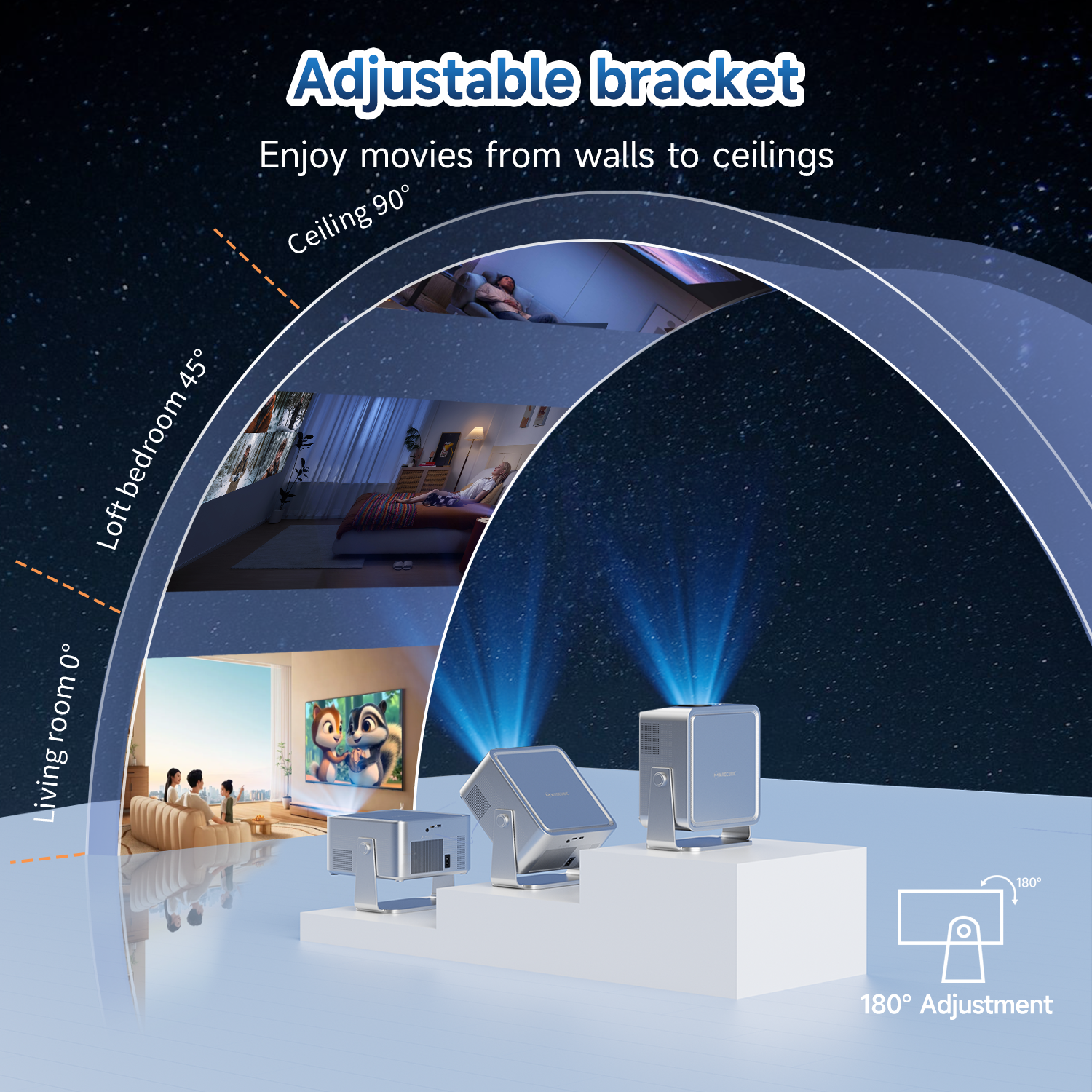 Magcubic 1080P Native Projector Auto Focus  1100ansi Projector 4K Portable Beam Home Theater