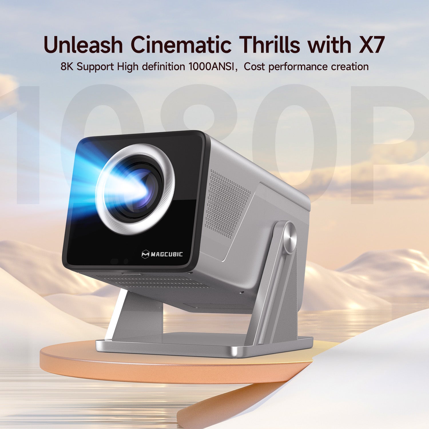 Magcubic 8K Support HD 1080P 1000ANSI X7 Projector With Android 14 5W Speaker  WiFi6 BT5.4 Outdoor Video Home Theater Projector