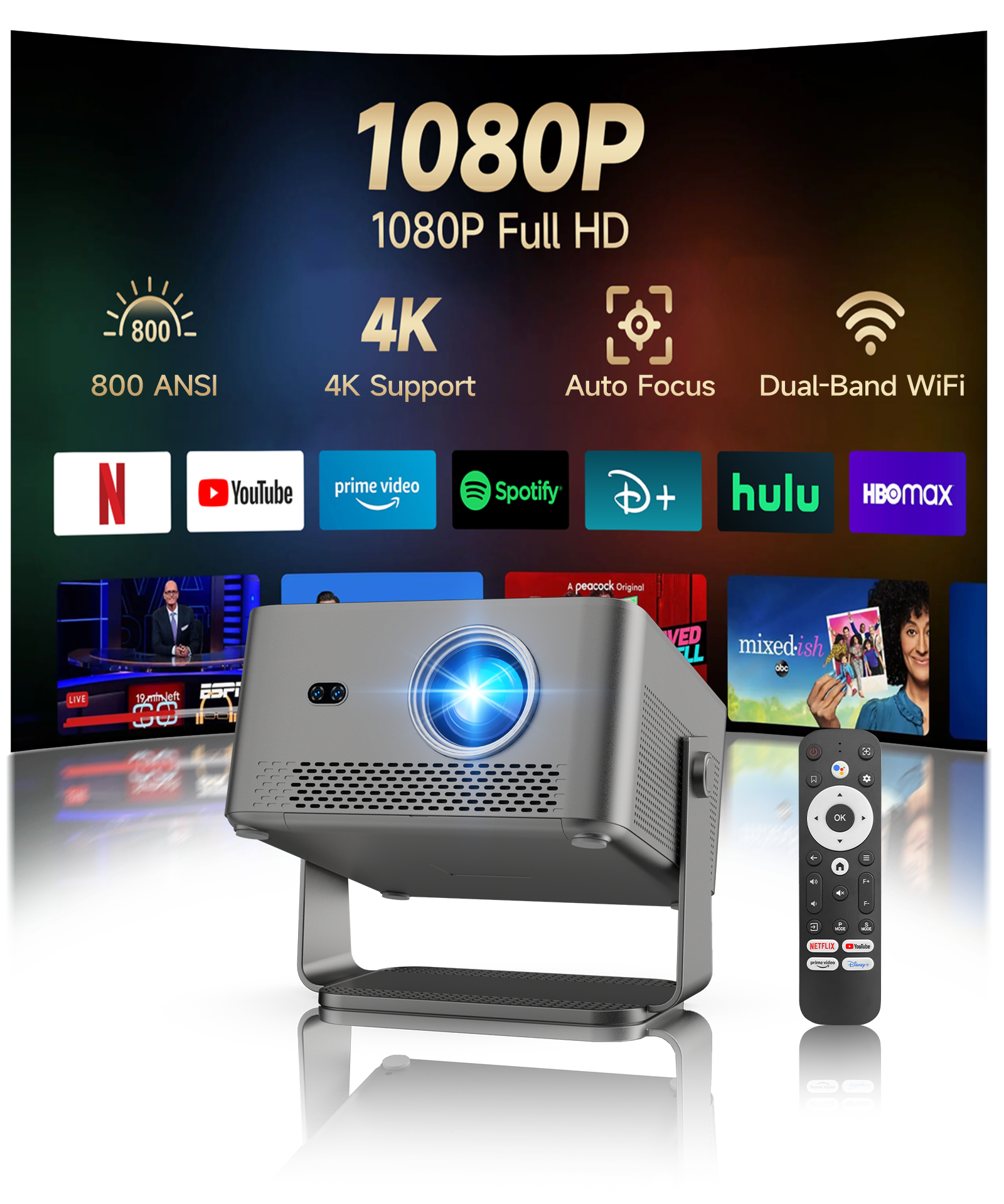 Magcubic HY450GT 1080P Native Projector Auto Focus  1100ansi Projector 4K Portable Beam Home Theater