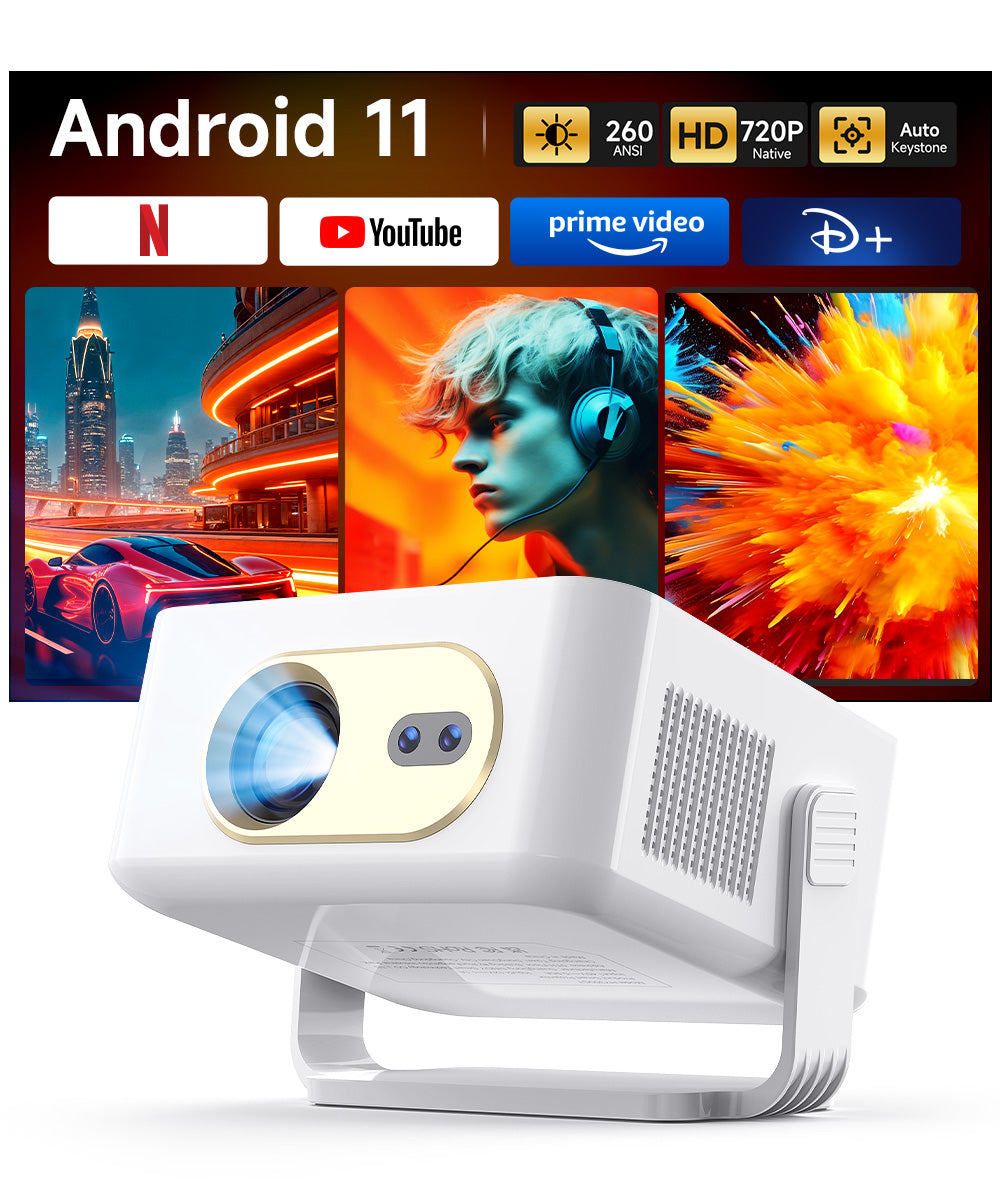 Magcubic HY300GT Mini  Smart Portable Projector, 260 ANSI & 2K Support, Auto Focus & Keystone, 180° Rotatable Portable Movie Proyector for Home Outdoor