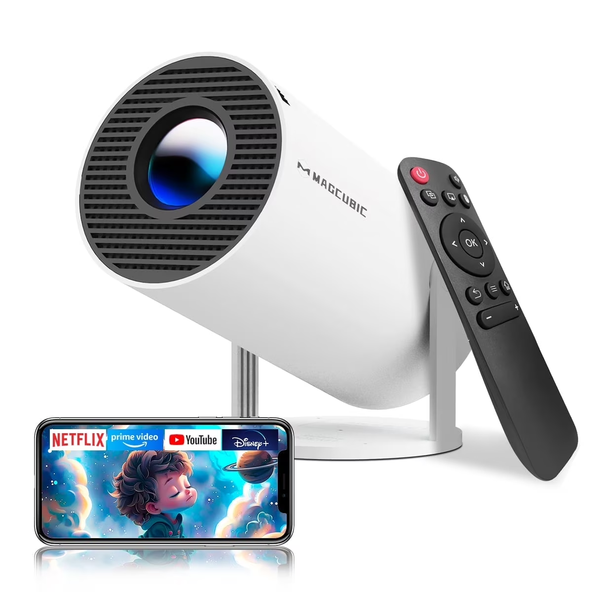 Magcubic HY300 Pro Projector Mini Portable | 4K Support  Android 14  WiFi6 BT5.0 | 200 ANSI Home Theater & Outdoor