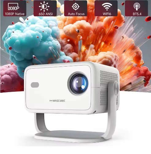 Magcubic L018 Portable Projector | 400 ANSI, 1080P Native, Android14,8K Support. 180° Rotation, Auto keystone/focus, WiFi 6, BT 5.4 for Home/Travel