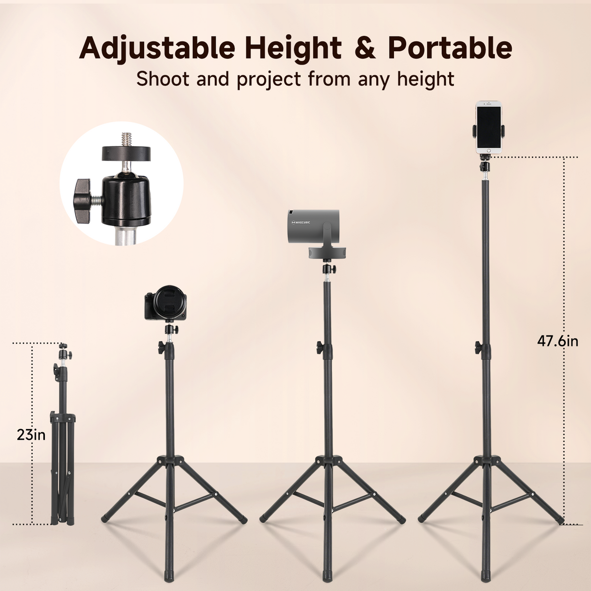 Magcubic Projector Stand Height Adjustable with 1/4 Inch Mounting Screw