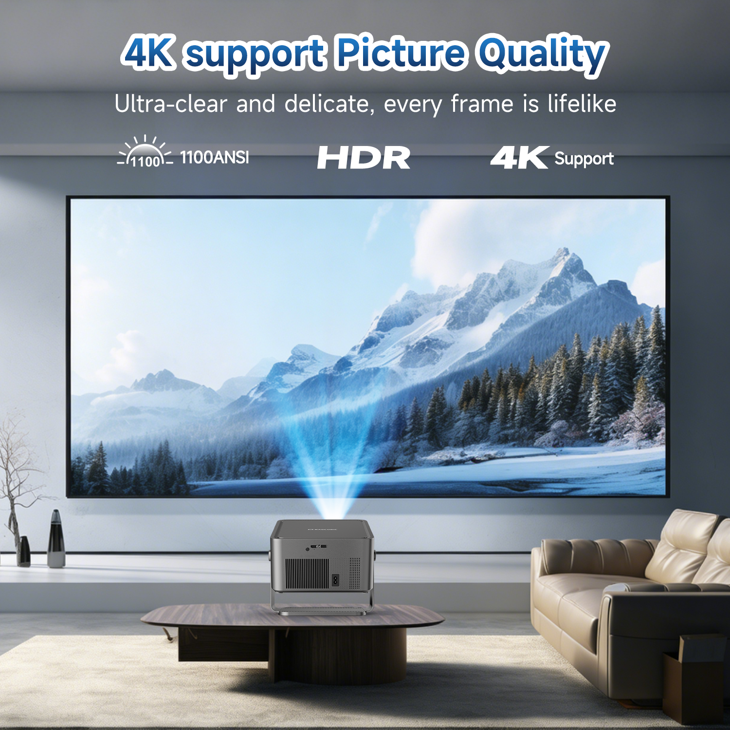 Magcubic 1080P Native Projector Auto Focus  1100ansi Projector 4K Portable Beam Home Theater