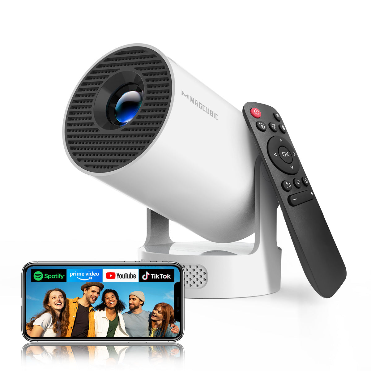 Magcubic HY300Pro+ Smart Portable Projector — HD 720P Mini Home Theater Projector with Android 14, WiFi 6, Bluetooth 5.4 and 170 Lumens for Bedroom & Outdoor Entertainment