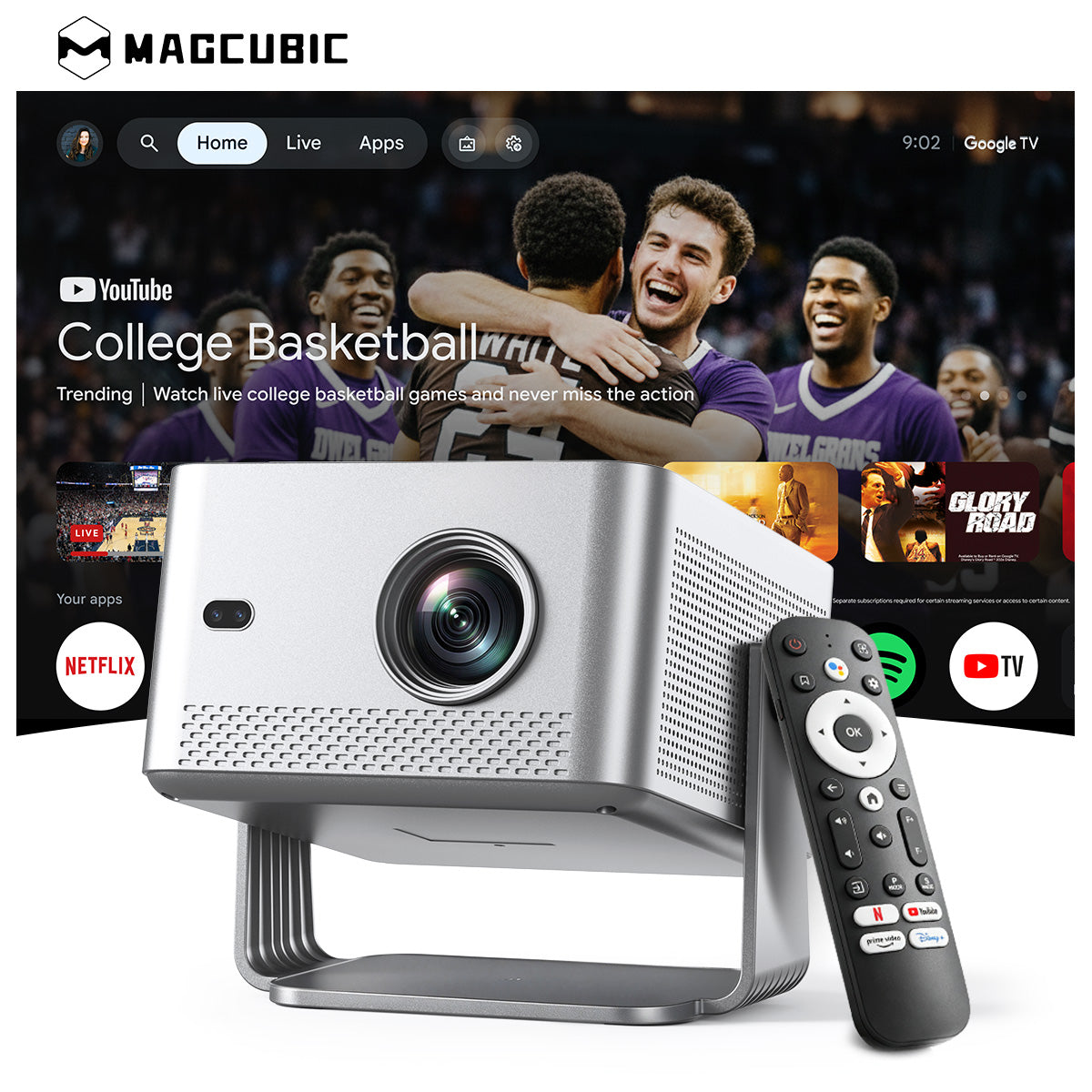 Magcubic M800GT Smart Home Theater Projector — Native 1080P Full HD, 1200 ANSI Lumens