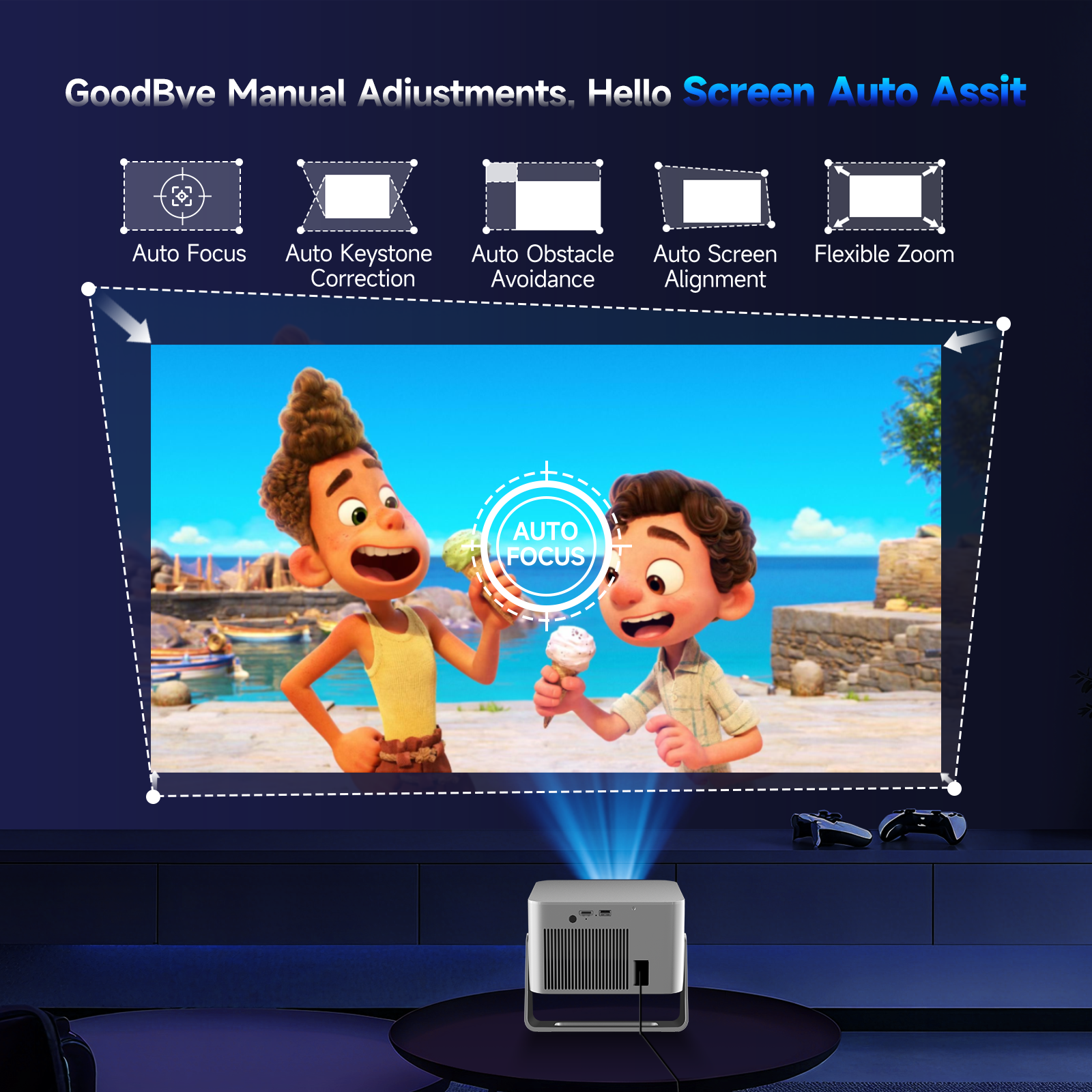 Magcubic HY350GT 650ANSI Portable Projector | Native 1080P with 4K Input Auto Keystone & Focus, Outdoor Friendly