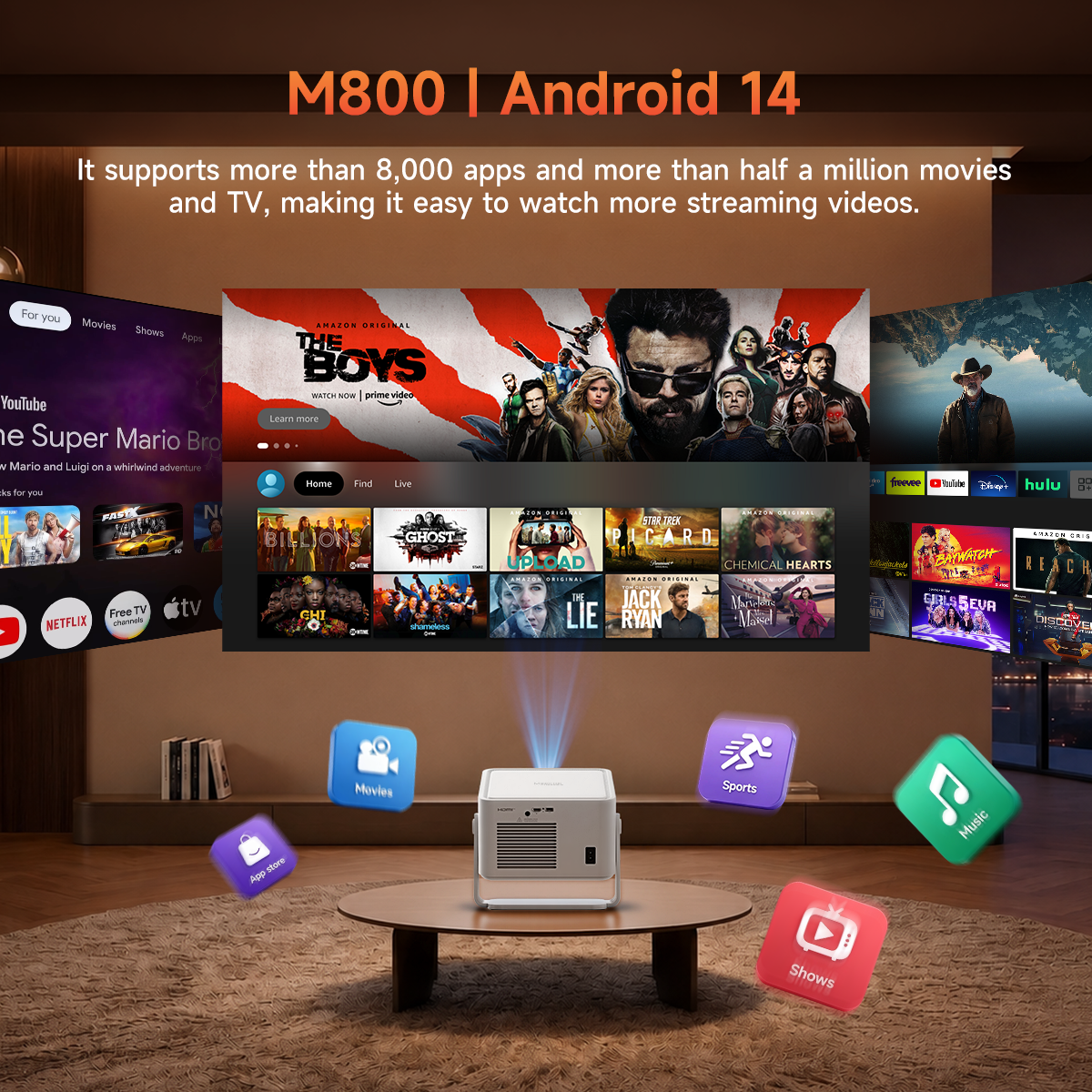 Magcubic M800 Smart Projector — Native 1080P Full HD, 1200 ANSI Lumens