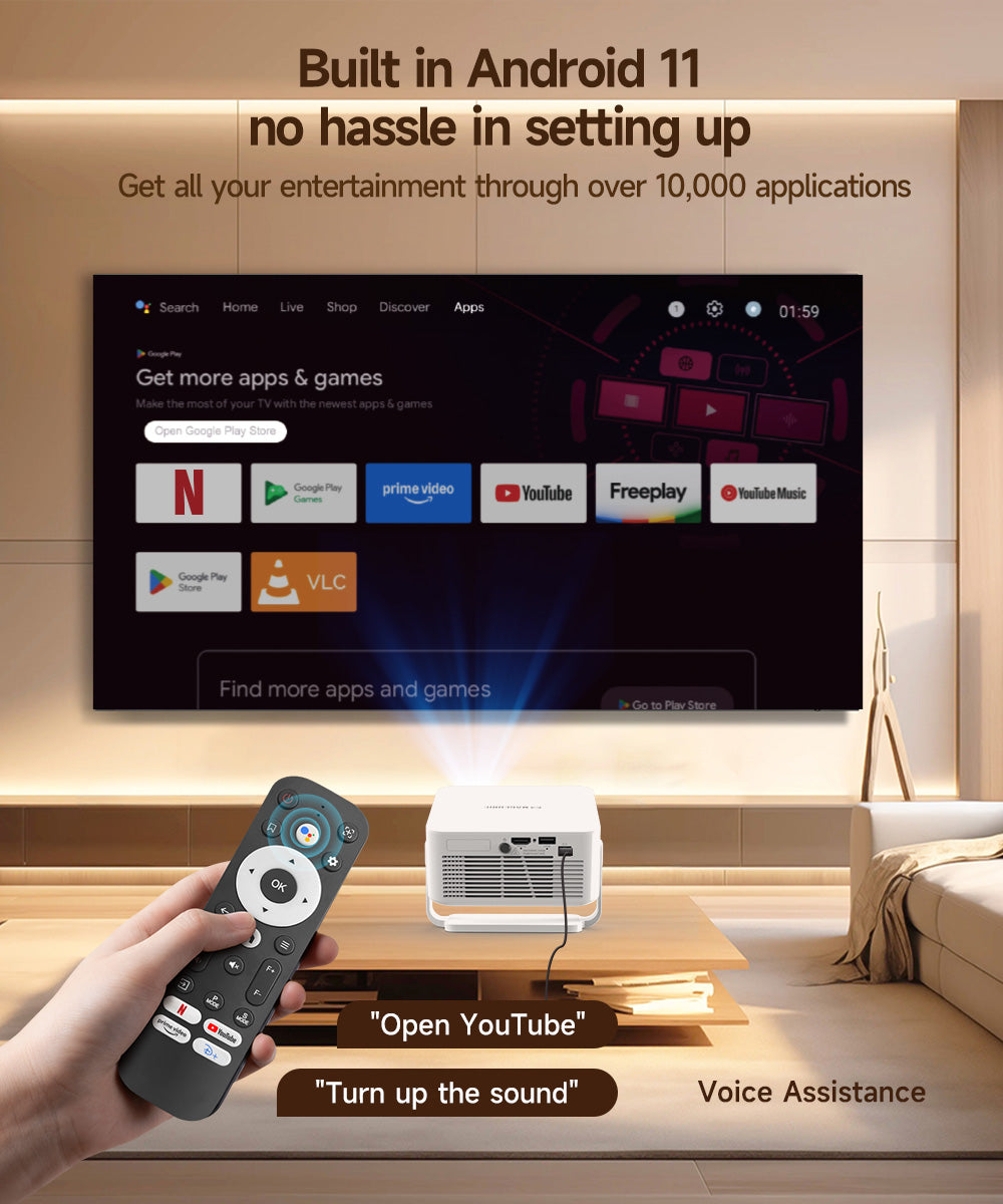 Magcubic HY300GT Mini  Smart Portable Projector, 260 ANSI & 2K Support, Auto Focus & Keystone, 180° Rotatable Portable Movie Proyector for Home Outdoor