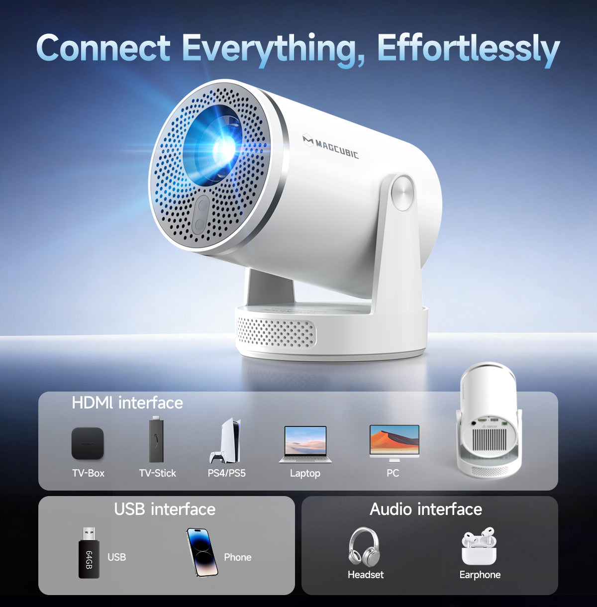 Magcubic HY320Pro Full HD Projector Android 14 Native 1080P Beam Auto