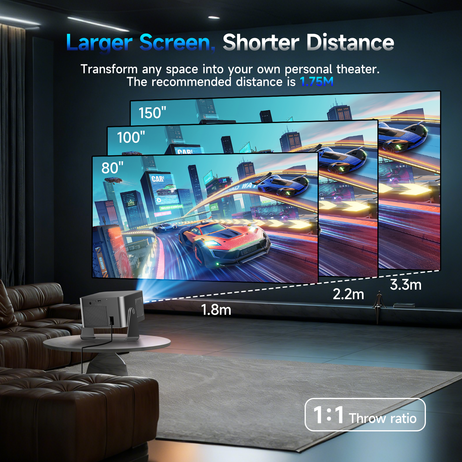 Magcubic HY350GT 650ANSI Portable Projector | Native 1080P with 4K Input Auto Keystone & Focus, Outdoor Friendly