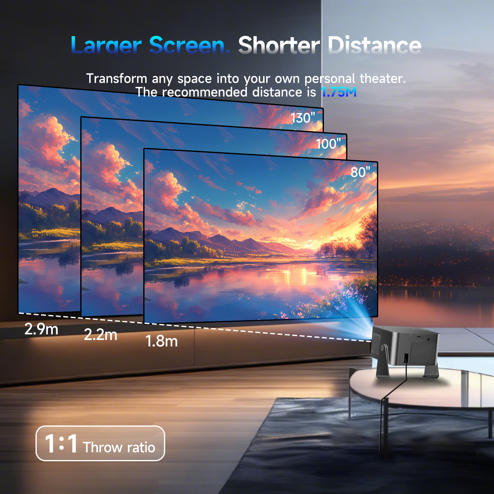 Magcubic HY350GT 650ANSI Portable Projector | Native 1080P with 4K Input Auto Keystone & Focus, Outdoor Friendly