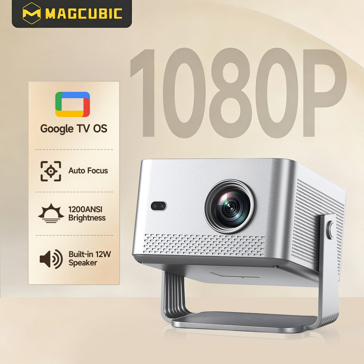 Magcubic M800GT Smart Home Theater Projector — Native 1080P Full HD, 1200 ANSI Lumens