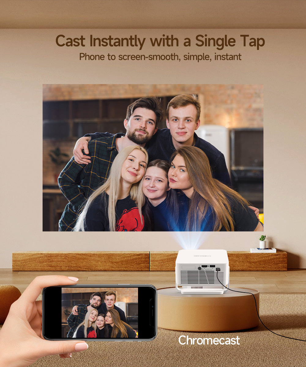 Magcubic HY300GT Mini  Smart Portable Projector, 260 ANSI & 2K Support, Auto Focus & Keystone, 180° Rotatable Portable Movie Proyector for Home Outdoor