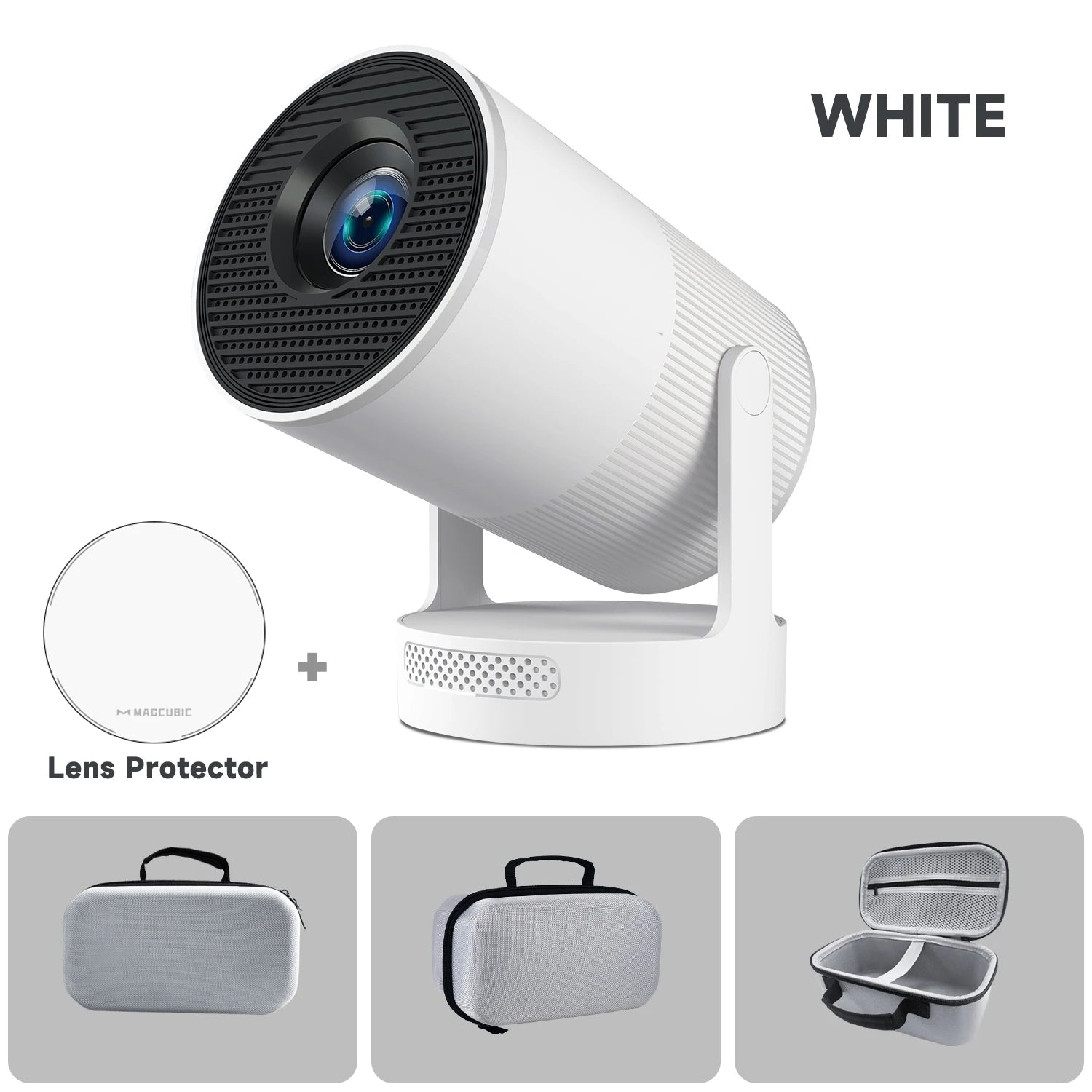 Magcubic HY300 Ultra White Projector with lens protactor and a suitcase