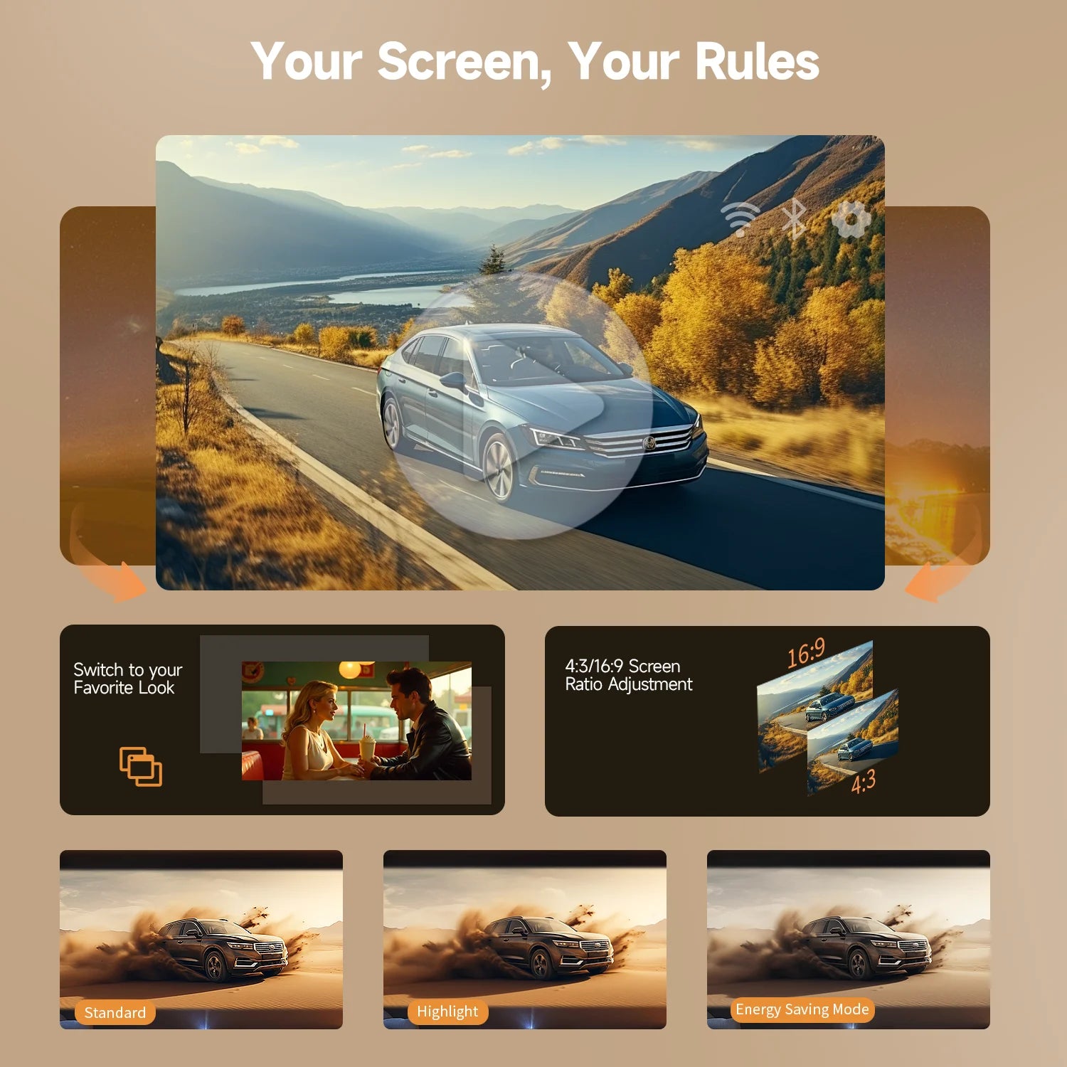 Magcubic HY310 Projector with 4:3 Screen Ratio Adjustment