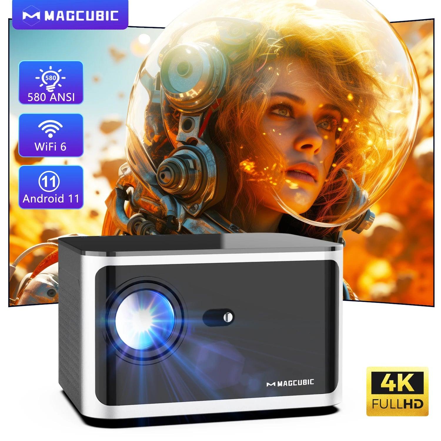 Magcubic HY350 Pro 580ANSI Android 11 Projector  4K 1080P Wifi6 Voice Control Allwinner H713 Electronic Focus BT 5.0 Home Cinema