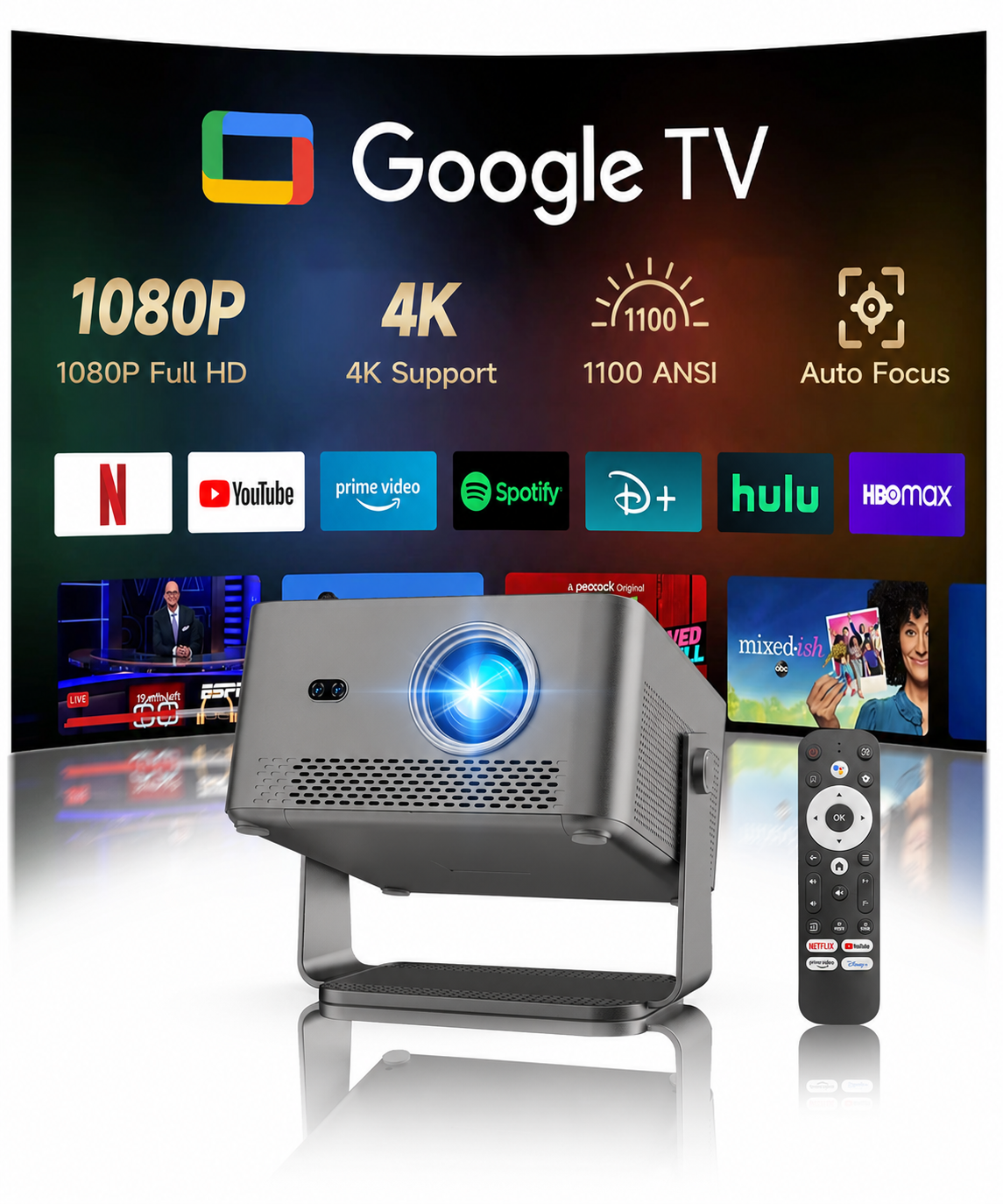 Magcubic HY450GT 1080P Native Projector Auto Focus  1100ANSI Projector 4K Portable Beam Home Theater