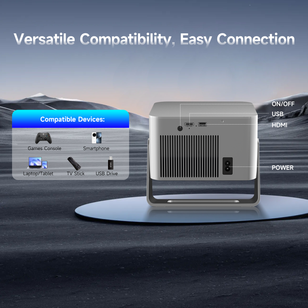 Magcubic-HY350GT-Google-Certified-Home-Theater-Projector-versatilee-compatibility, easy connection